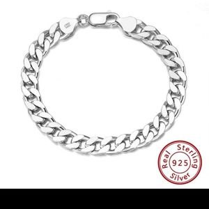 925 Sterling Silver Diamond cut 5mm Cuban Link Curb Chain Bracelet
